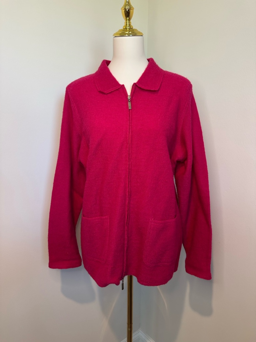 Marisa Christina 100% Wool Pink Zip Up Sweater